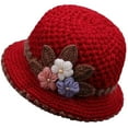 thumbnail image 1 of Zmeidao 2023 Winter Women's Flowers Knitted Woolen Hat Ear Protection Wool Hat For The Elderly Knitted Hat, 1 of 4