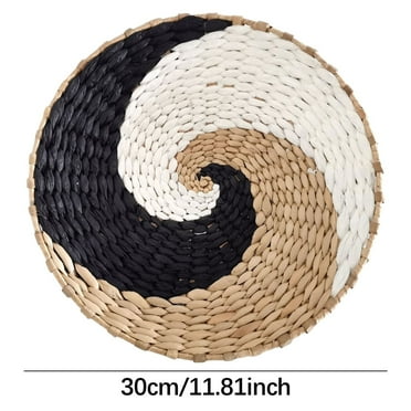 Zmeidao Clearance Boho Wall Basket Decor, Wall Hanging Decor Flat Round Wicker Tapestry Woven Tapestry Wall Art Woven Circle Wall Decor Basket for Home Bedroom Living Room Decoration