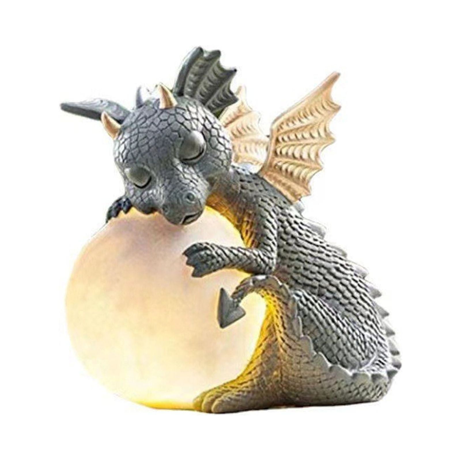 Zmeidao Clearance Garden Dragon Statue, Resin Dinosaur Outdoor Sculpture - Cute Garden Dragon Statue With LED Lights For Home Decor, Yard Yard Decor