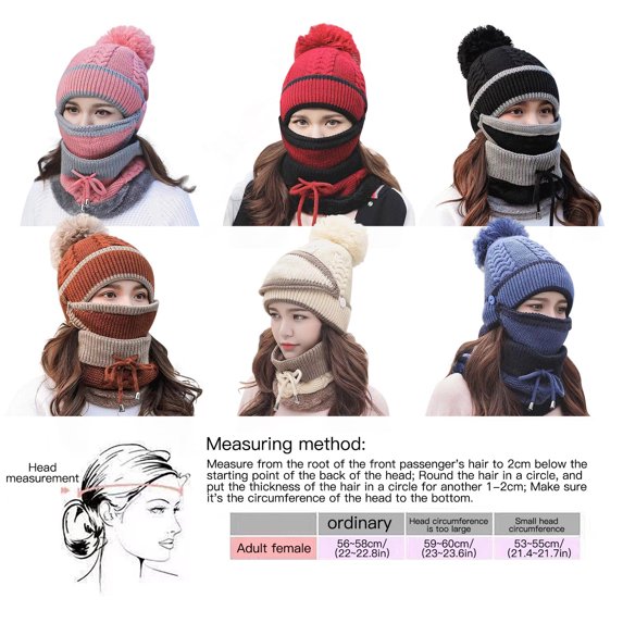 Zmeidao Hat Female Winter Warm Woolen Hat Warm Cute Female Hat Three-piece Ear Protection Knitted Hat