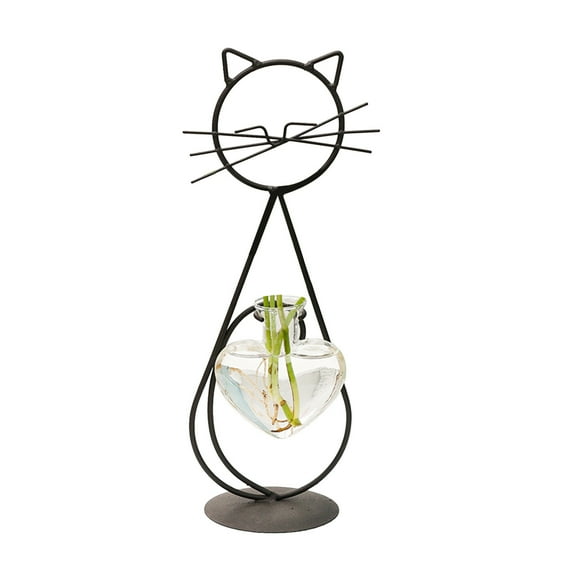 Zmeidao Iron Cat Terrarium Vase,Desk Flower Vase,Cat Iron Vase,Elegant Flower Vase,Modern Flower Vase for Home Garden Living Room Dining Room Desktop Wedding Decor
