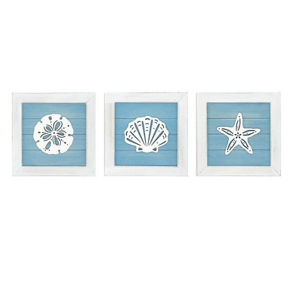 Zmeidao Ocean Beach Themed Room Decor (Framed Set of 3) Coastal Wall Art, Beach Wall Decor for Bathroom or Coastal Bedroom, Summer Beach Theme Frame Decoration