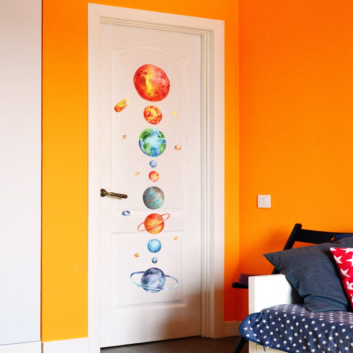 Zmeidao Clearance Planets and Space Wall Decals, Space Themed Bedroom Decor, Cosmic Wall Stickers Background Wall, Nursery Decor, Home Classroom Decorations Kids Bedroom Playroom Art