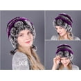 thumbnail image 1 of Zmeidao Winter Women's Colorful Warm Caps Warm Flowers Striped Real Rabbit Velvet Hats Fashion Hat, 1 of 2