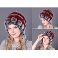 thumbnail image 1 of Zmeidao Winter Women's Colorful Warm Caps Warm Flowers Striped Real Rabbit Velvet Hats Fashion Hat, 1 of 2