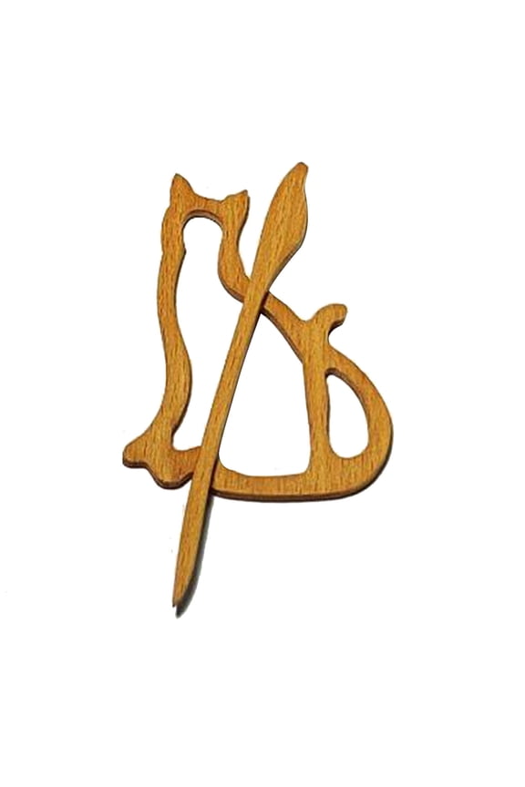Wooden Brooch Pin With Cute Image Design Brooch, Sweater Clip, Vintage Shawl Pin Natural Wooden Brooch Pin