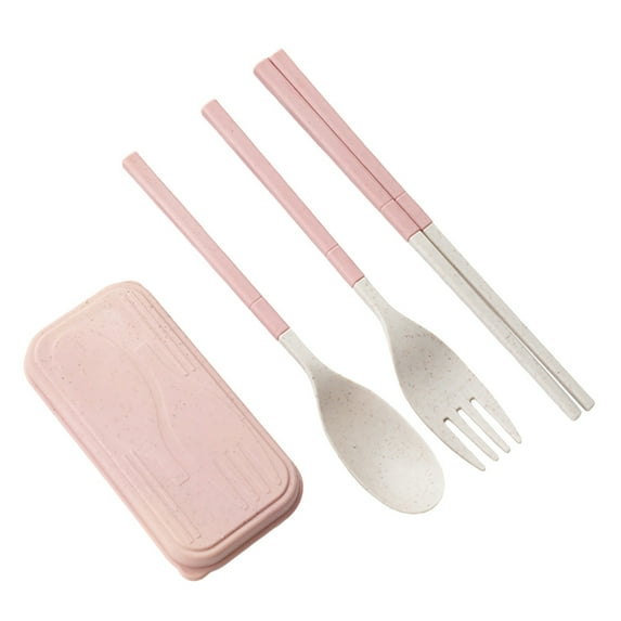 Zmeidao Collapsible Utensils Set with Case, Reusable Flatware Set, Chopsticks Fork Spoon for Travel Camping Daily Use, Eco-Friendly Plastic Flatware