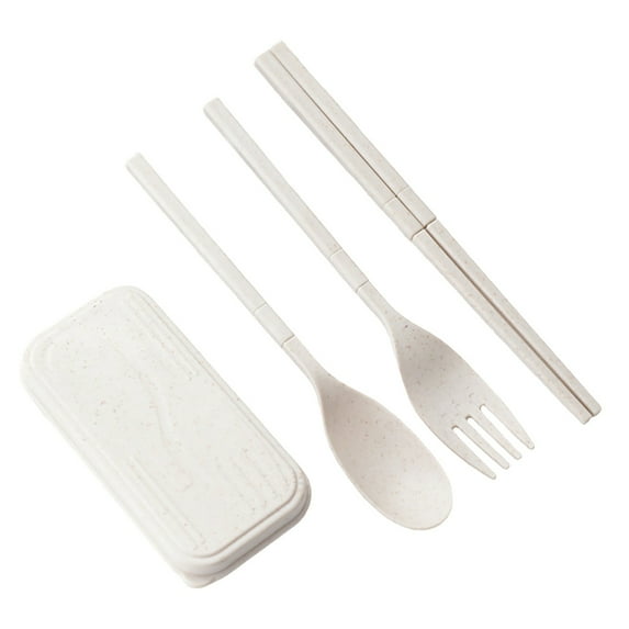 Zmeidao Collapsible Utensils Set with Case, Reusable Flatware Set, Chopsticks Fork Spoon for Travel Camping Daily Use, Eco-Friendly Plastic Flatware