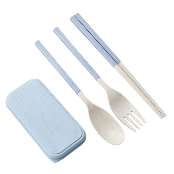 Zmeidao Collapsible Utensils Set with Case, Reusable Flatware Set, Chopsticks Fork Spoon for Travel Camping Daily Use, Eco-Friendly Plastic Flatware