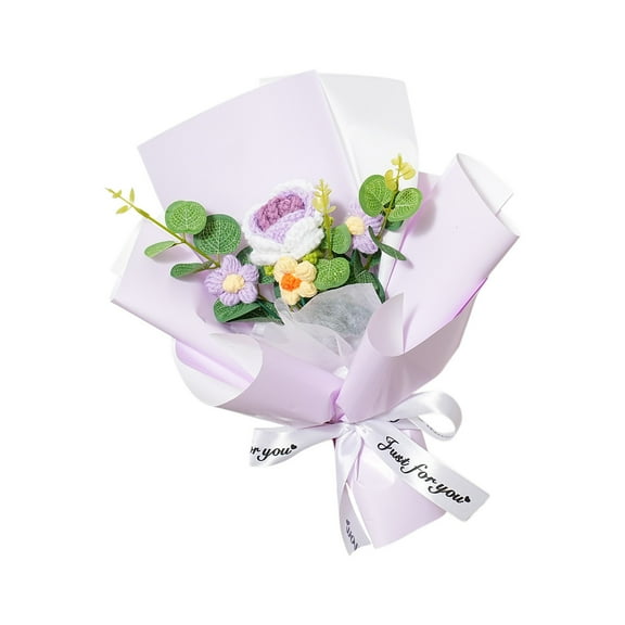 Zmeidao Crochet Flowers Bouquet, Handmade Knitted Bouquet Artificial Knitted Flowers with Exquisite Wrap for Mother's Day Birthday Wedding Gifts