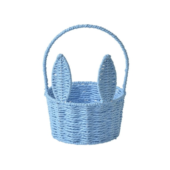 Zmeidao Easter Bunny Woven Basket Easter Candy Eggs Baskets with Rabbit Ears for Egg Hunt Party Gifts Toy Storage