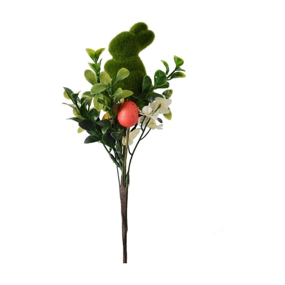 Zmeidao Easter Egg Floral Moss Bunny Picks, Artificial Easter Greenery Flowers Stems with Rabbits for Vase Spring Easter Holiday Party Home Decor, 11.2in
