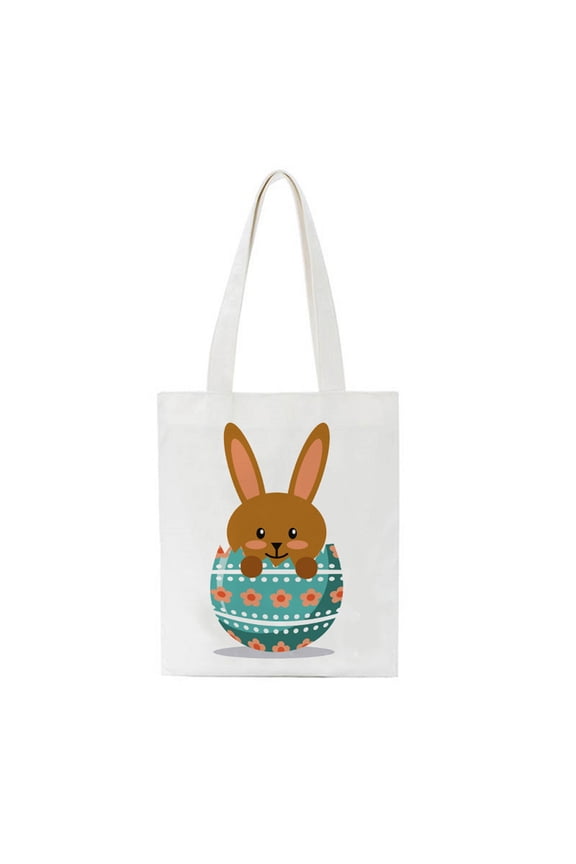 Easter Tote Bags Easter Canvas Gift Bags Easter Rabbit Present Bag with Handle for Easter Egg Hunt Easter Party Favor Supplies