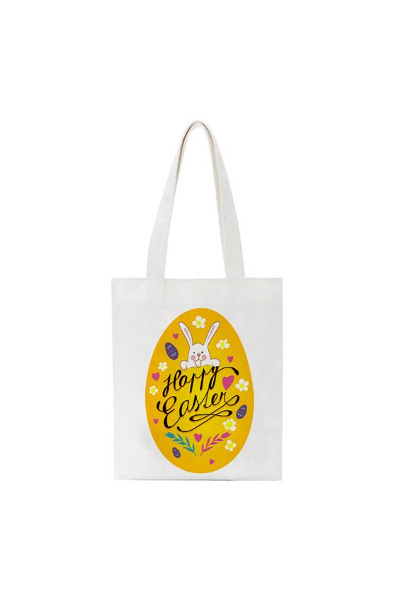Easter Tote Bags Easter Canvas Gift Bags Easter Rabbit Present Bag with Handle for Easter Egg Hunt Easter Party Favor Supplies