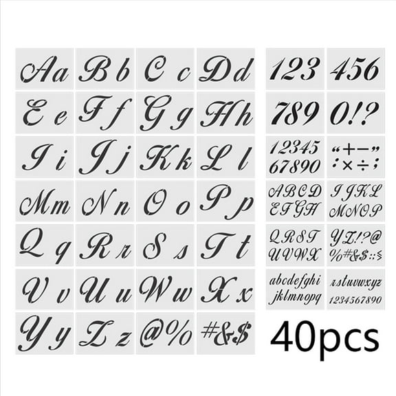Zmeidao English Alphabet Stencils for Painting - 40 Piece Set Of Letter and Number Stencil Templates with Signs for Painting on Wood, Reusable Letters and Numbers Stencils