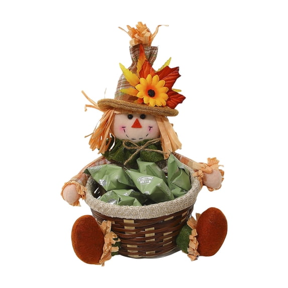 Zmeidao Fall Scarecrow Candy Basket Fruit Basket Storage Basket Cute Scarecrow Ornament Fall Plush Decor Doll for Thanksgiving Tiered Tray Decorations