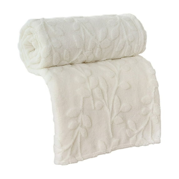 Zmeidao Flannel Fleece Throw Blanket, Soft Fluffy Cozy Solid Color Jacquard Decorative Blankets for Couch Bed Sofa, 59x39.37in