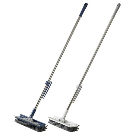 Zmeidao Floor Scrub Brush with Long Handle, 2 in 1 Scrape and Heavy-Duty Stiff Bristle Floor Scrubber Brush for Cleaning Tile Wall Deck Bathroom Patio Garage Kitchen