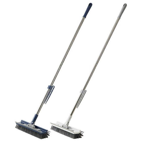 Zmeidao Floor Scrub Brush with Long Handle, 2 in 1 Scrape and Heavy-Duty Stiff Bristle Floor Scrubber Brush for Cleaning Tile Wall Deck Bathroom Patio Garage Kitchen