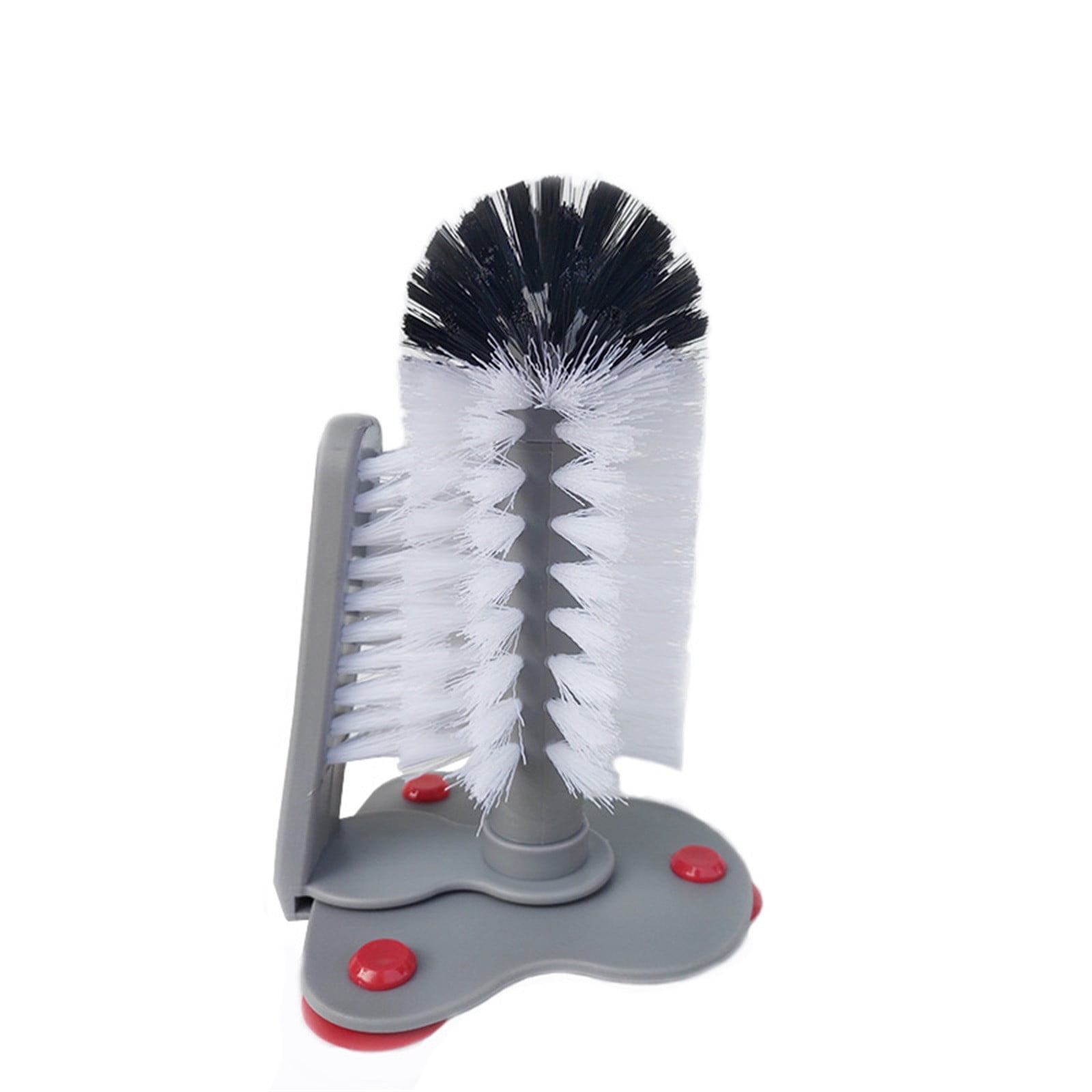 Glass Washer Brush With 3 Brush Heads & Suction Base - Cup Cleaner For Wine Glasses, Tumblers, Water Bottles