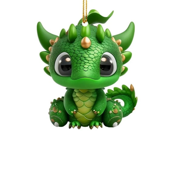 Zmeidao Green Dragon Christmas Hanging Ornaments for Christmas Tree, Cute Cartoon Dragon Acrylic Xmas Tree Ornament Decoration, Car Pendant Holiday Party Decorations