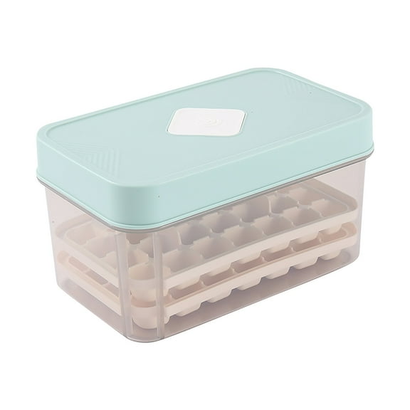 Zmeidao Ice Cube Tray with Lid and Bin, One Button Release Ice Cube Trays, 2 Ice Tray, Ice Molds for Cocktail, Tea, Coffee, Whiskey, Beer