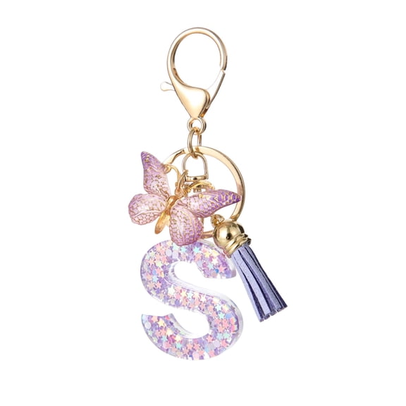 Zmeidao Initial Letter Keychains for Women, Cute Keychain with Tassel Butterfly for Purse Handbags