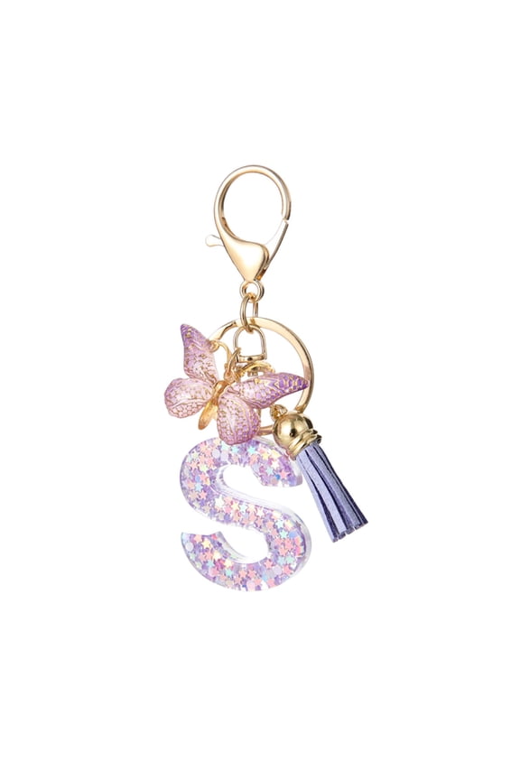 Initial Letter Keychains for Women, Cute Keychain with Tassel Butterfly for Purse Handbags