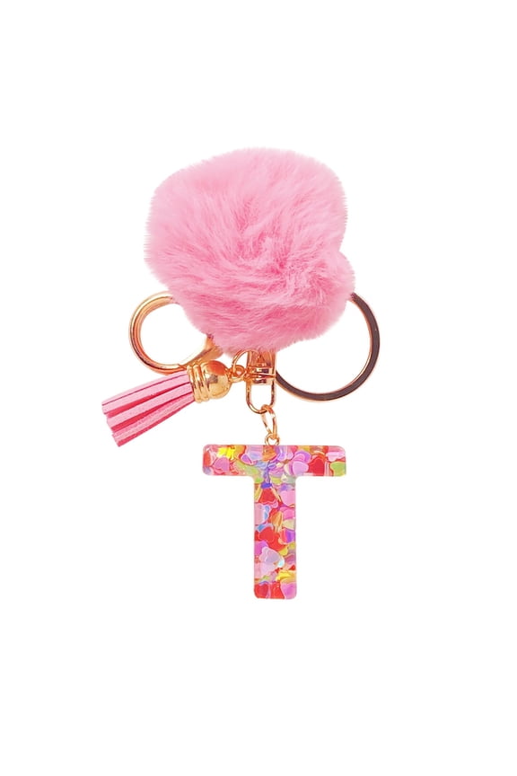Initial Letter Keychains for Women, Handbag Pendant Alphabet Key Ring with Tassel
