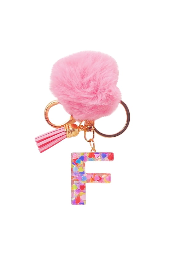 Initial Letter Keychains for Women, Handbag Pendant Alphabet Key Ring with Tassel