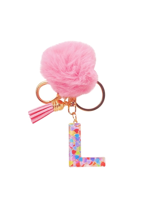 Initial Letter Keychains for Women, Handbag Pendant Alphabet Key Ring with Tassel