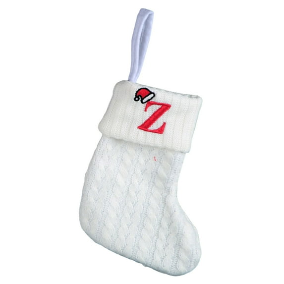 Zmeidao Initials Christmas Stockings, 8 Inches Small Embroidered Letter Knit Holiday Stockings for Family Holiday Decorations and Xmas Tree Fireplace, Z