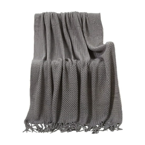 Zmeidao Knitted Throw Blanket for Couch and Bed, Soft Cozy Knitted Blanket with Tassel, Outdoor Lightweight Breathable Blanket, Farmhouse Warm Woven Decorative, 50x72in