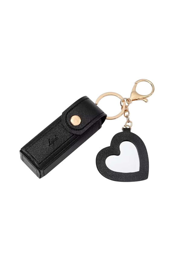 Lipstick Holder Keychain, Soft PU Leather Portable Chapstick Holder with Mirror Lipstick Pouch for Perfume Fingernail Polish
