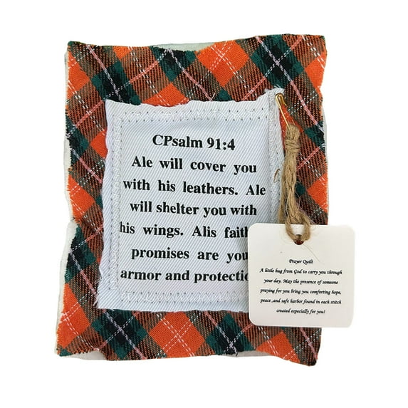 Zmeidao Mini Prayer Quilt with Cross Inside, Vintage Pocket Scripture Prayer Quilt Squares Christian Gifts for Women Father's Day Pastor Appreciation Sympathy Gifts