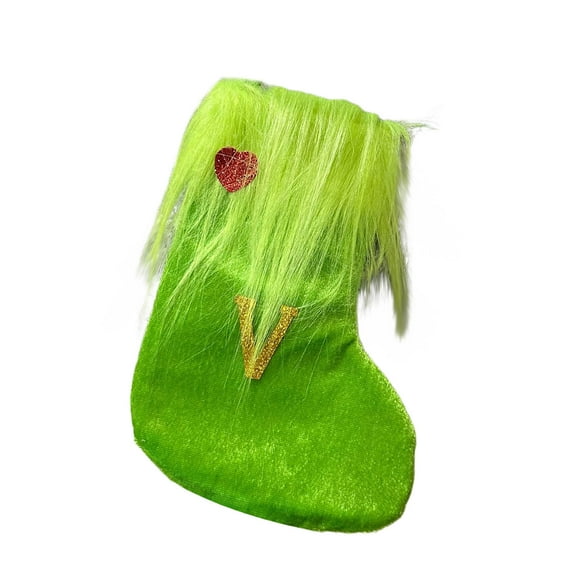 Zmeidao Monogram Christmas Stocking, Soft Velvet Christmas Stocking with Plush Cuff for Christmas Xmas Tree Holiday Fireplace 7in, V