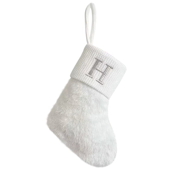 Zmeidao Monogram Christmas Stocking, White Personalized Christmas Stockings with Embroidered Letters, Initial Christmas Stocking for Family Decorations Hanging Ornament for Xmas Holiday Party