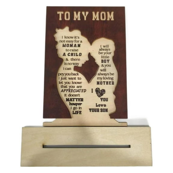 Zmeidao Mothers Day Gifts, Unique Wooden Silhouette Sign Plaque Decorations New Moms Best Mother Gift Ideas for Mother's, Christmas,Valentines Presents for Moms