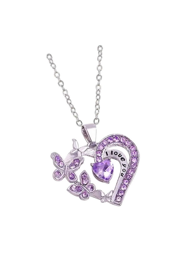 Zmeidao Mothers Day Gifts for Mom/Grandma, Butterfly Heart Pendant Necklace, Birthday Jewelry Crystal Jewelry for Mother's Day Thanksgiving Day