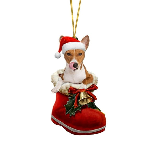 Zmeidao Personalized Dog in Santa Boot Christmas Acrylic Ornament, Dog Christmas Ornament, Personalized Gifts for Dog Lover, Dog Ornament for Christmas Tree, Dog Ornament Home Decor Gifts