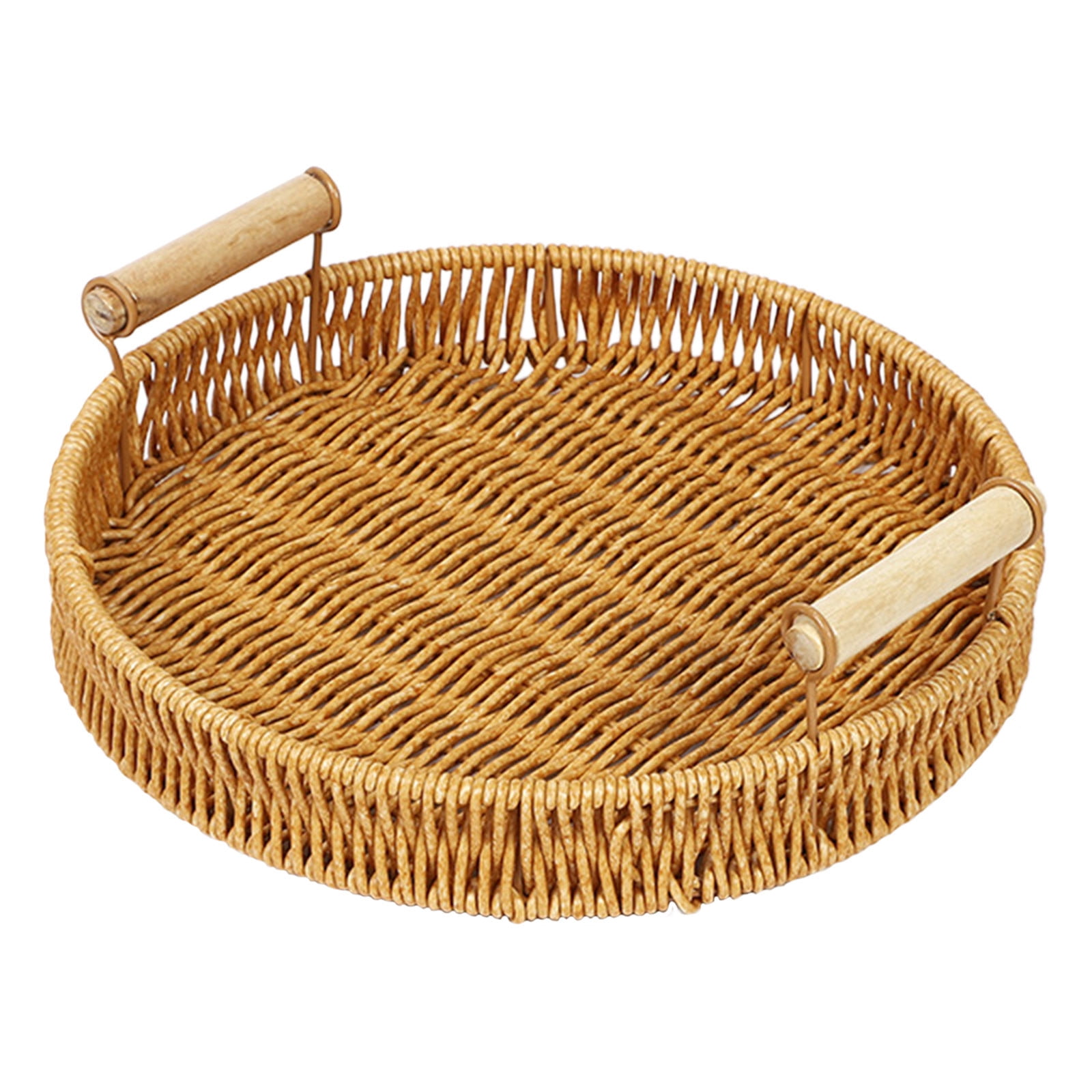 Zmeidao Rattan Round Fruit Basket, Hand Woven Serving Basket with ...