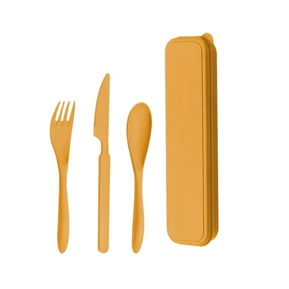 Zmeidao Travel Utensil Set with Case, Wheat Straw Cutlery, Reusable Portable Knife Fork Spoons Tableware for Travel Picnic Camping or Daily Use