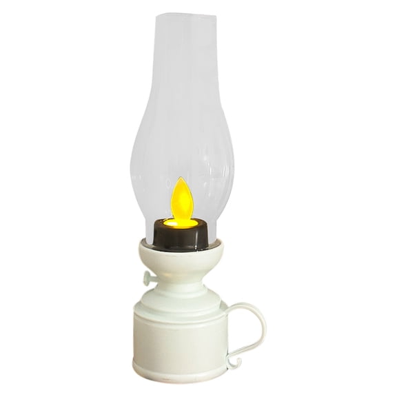 Zmeidao Vintage Flameless Table Lamp LED Kerosene Lantern, Clear Hurricane Lamp, Battery Operated, for Bedroom Living Room Xmas Party Decoration