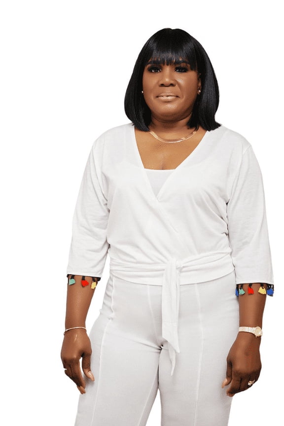 Inc Daytime Diva Tassel Sleeve Ivory Top 3XL