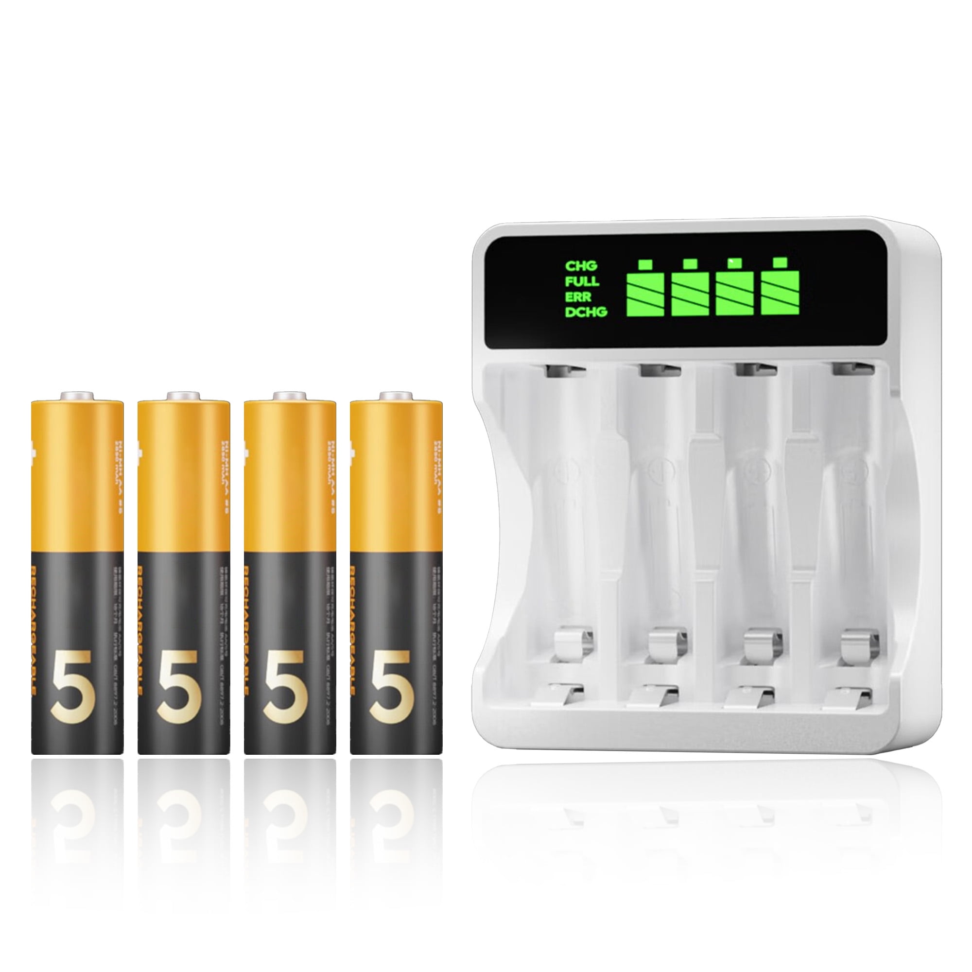 Zmisner Rechargeable AA Batteries with Smart Fast Charger, 2850mAh High Capacity Low Self Discharge Ni-MH Double A Battery, 4 Count