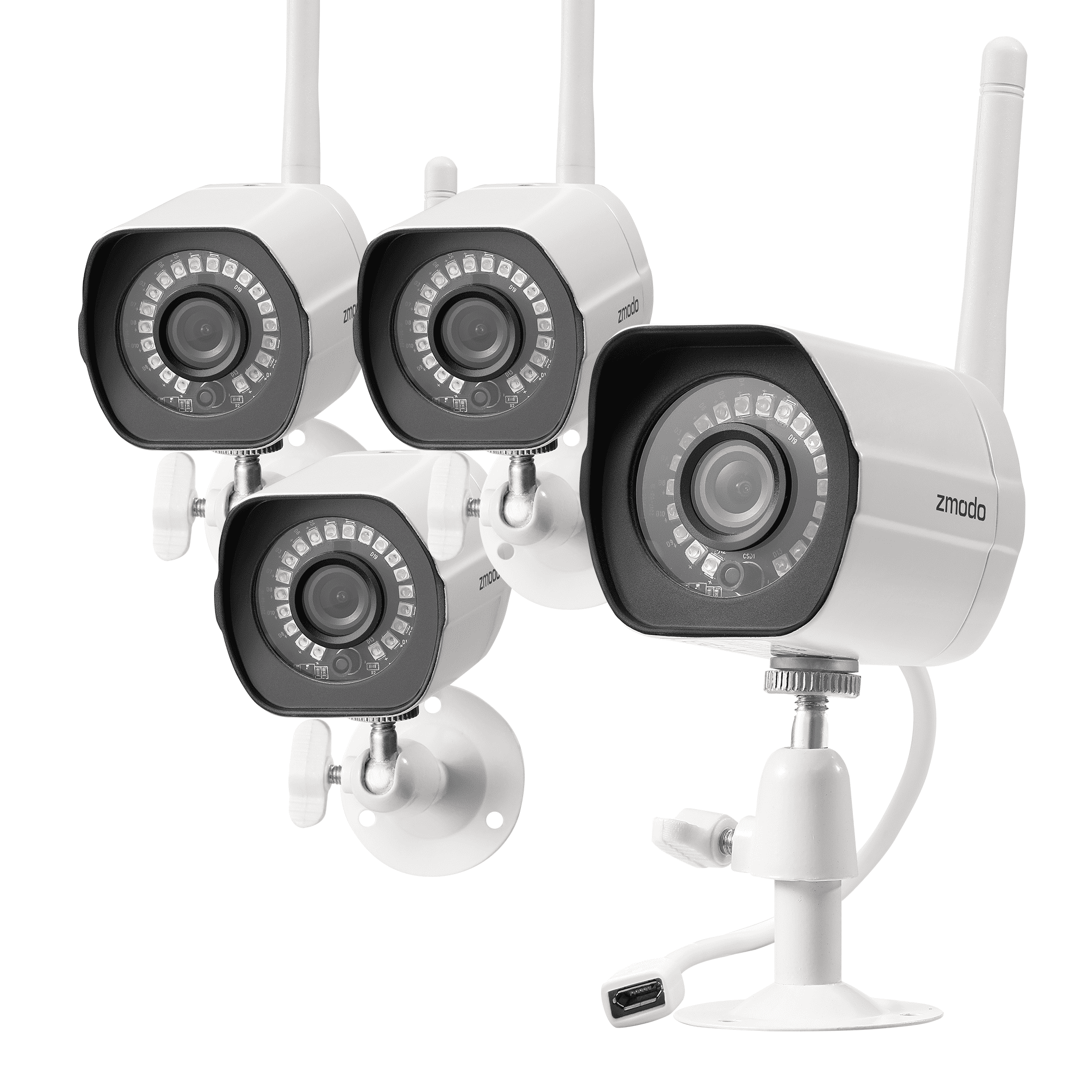 Zmodo 1080p Full HD Outdoor Security Camera System, 4 Pack Smart Home Indoor Outdoor WiFi IP Cameras with Night Vision, Compatible with Alexa