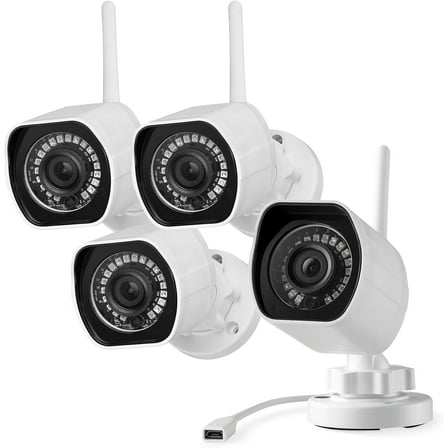 Zmodo 1080p Full HD Outdoor Security Camera System, 4 Pack Smart Home Indoor Outdoor WiFi IP Cameras with Night Vision, Compatible with Alexa