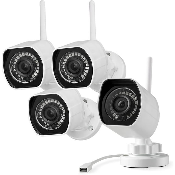 Zmodo 1080p Full HD Outdoor Security Camera System, 4 Pack Smart Home Indoor Outdoor WiFi IP Cameras with Night Vision, Compatible with Alexa
