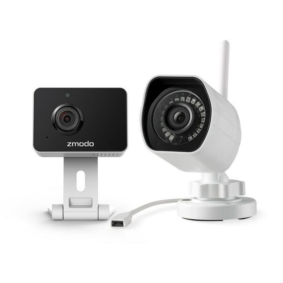 Zmodo Indoor/Outdoor Camera 2 Pack, 1080P Wireless Home Security Cameras with Motion Detection, 2-Way Audio, Night Vision