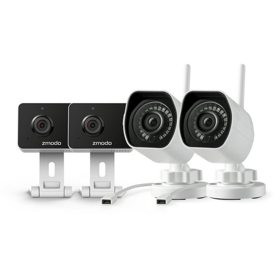 Zmodo WiFi Indoor & Outdoor Camera Bundle 4 Pack, 1080p HD, Motion Detection, 2-Way Talk, Night Vision, Remote View